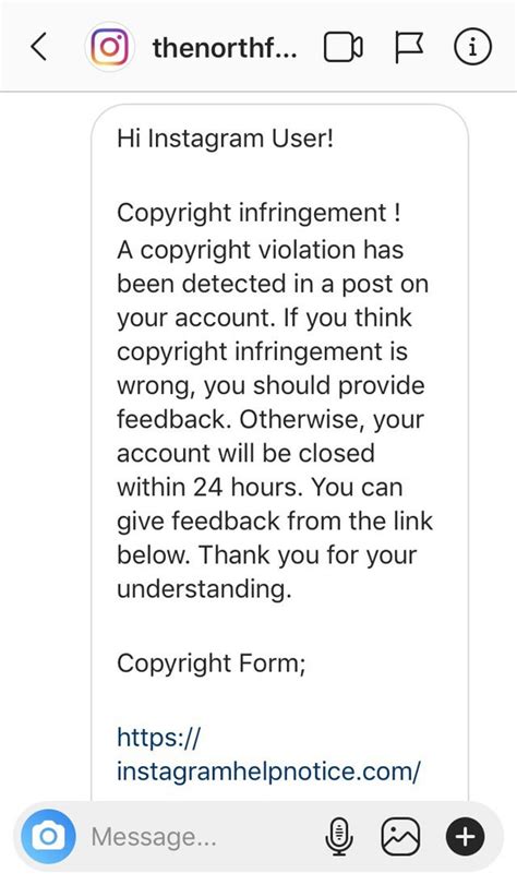 rule violations meta instagram message